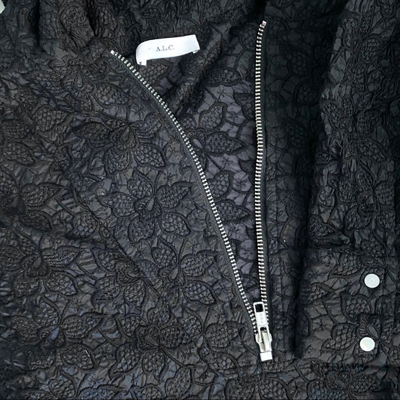 A.L.C. S/M Embroidered Hoody Shirt Top Black Lace Hoodie - Picture 2 of 8